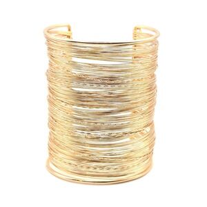 Gold Tone Multi-Wire Cuff Bracelet Statement Bangle Wide